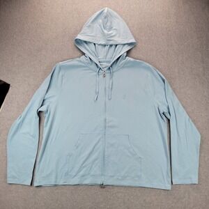 Coolibar Seaside Hoodie Womens XL UPF 50+ Zip Front Blue Beach Outdoors